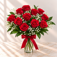 F A Dozen Roses in a Vase